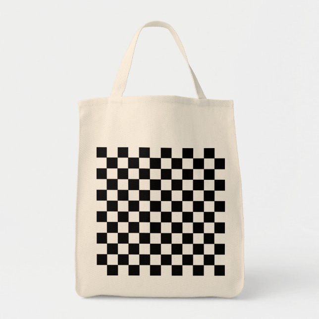 Bolsa Tote Preto e branco verificados (Frente)