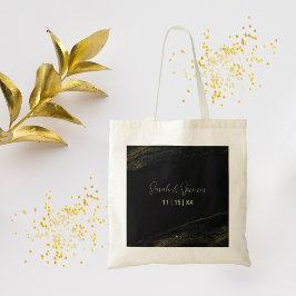 Bolsa Tote Preto e cintilante Dourado