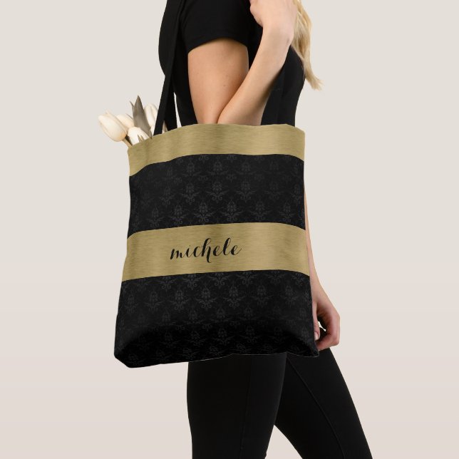 Bolsa Tote Preto e Dourado (Close Up)