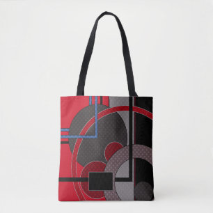 Bolsa Tote Preto e vermelho, abstrato, pintura, geométrica