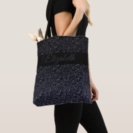 Bolsa Tote Preto Elegante | Cinza Brilhante Girly Personaliza
