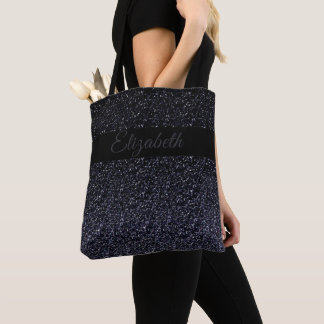 Bolsa Tote Preto Elegante | Cinza Brilhante Girly Personaliza