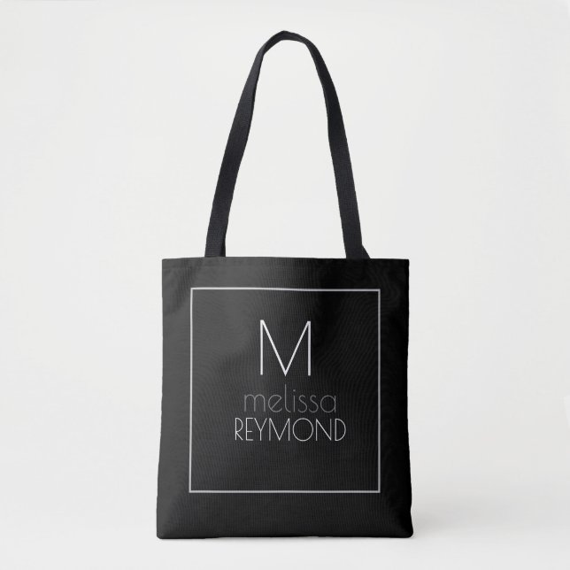 Bolsa Tote preto elegante moderno (Frente)