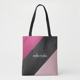 Bolsa Tote Preto, Fúcsia e Rosa Personalizado