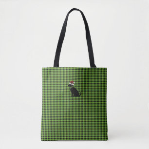 Bolsa Tote Preto Lab Silhout Natal Gingham Festivo