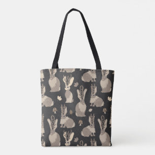 Bolsa Tote Preto Mythical engraçado do impressão do coelho