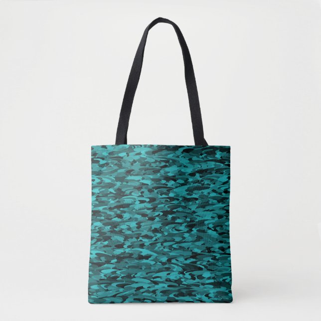 Bolsa Tote Preto-Teal do Padrão abstrato (Frente)