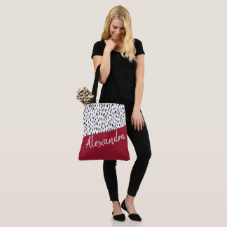 Bolsa Tote Preto Vermelho Branco Moderno Personalizado