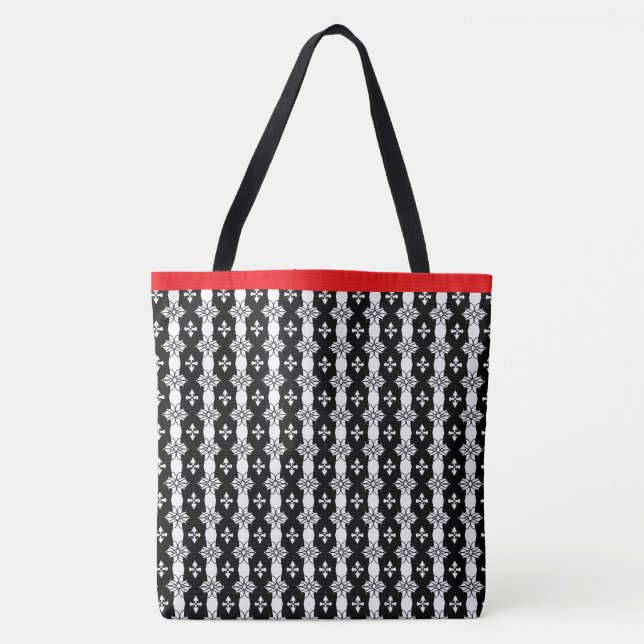 Bolsa Tote Preto Vermelho e Branco (Frente)
