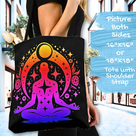 Bolsa Tote Pretty Yoga Meditation Design on a Black