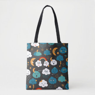 Bolsa Tote Previsão de Tempo de Cartoon Padrão Invisível