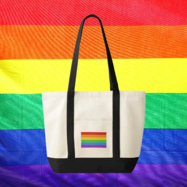Bolsa Tote PridePulse: Impulso do Orgulho Arco-Íris (Criador carregado)