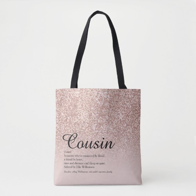 Bolsa Tote Prima Definição Script Brilho Dourado Rosa (Frente)