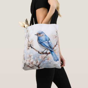 Bolsa Tote Primavera Bluebird na árvore brilhante