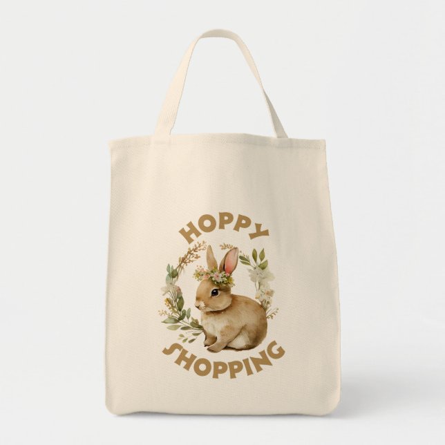 Bolsa Tote Primavera bunny, flores (Frente)