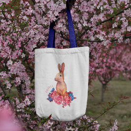 Bolsa Tote Primavera Coelhinho da Páscoa | Saco de Tote Perso