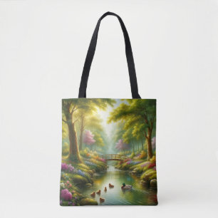 Bolsa Tote Primavera com patos/flores