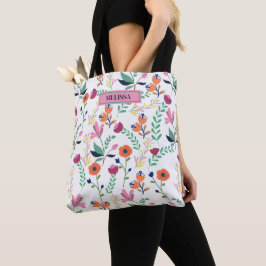 Bolsa Tote Primavera de Flor Selvagem de moderno Colorida Flo