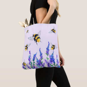 Bolsa Tote Primavera de Saco de Flores e Abelhas