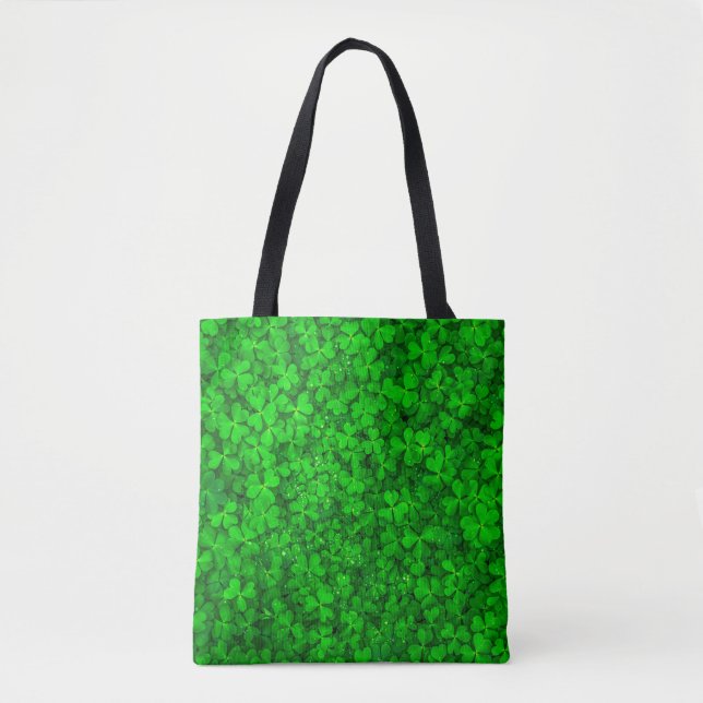 Bolsa Tote Primavera de shamrock verde com trevo (Frente)