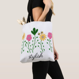 Bolsa Tote Primavera e Summer Floral Personalizam Mulheres