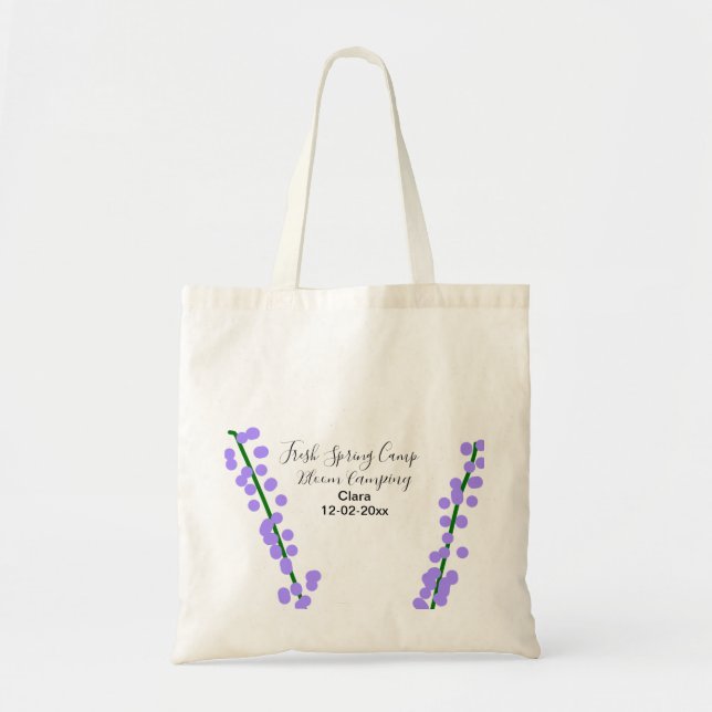 Bolsa Tote Primavera fresca de acampamento lavanda flores nom (Frente)