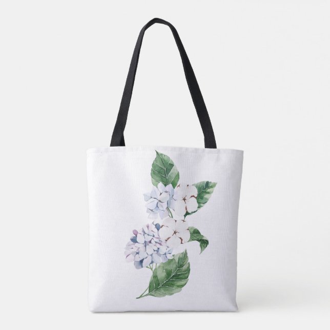 Bolsa Tote Primavera HYRDANGEA com letra personalizável (Verso)
