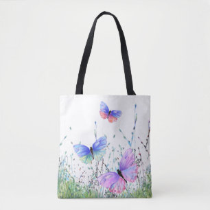 Bolsa Tote Primavera Joy - Borboletas coloridas voando na nat