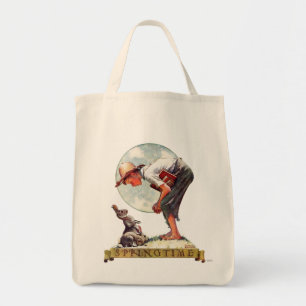 Bolsa Tote Primavera, menino 1935 com coelho