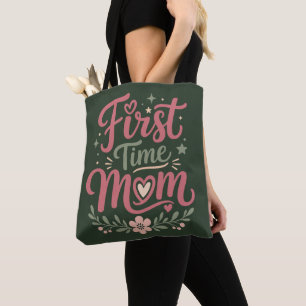 Bolsa Tote Primeira Mãe Fofa Floral Design de Maternidade