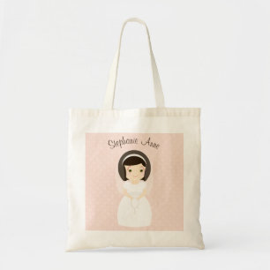Bolsa Tote Primeira menina do Brunette do comunhão santament