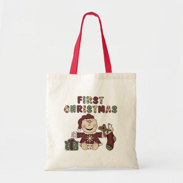 Bolsa Tote Primeiras Camisetas e presentes de Natal (Frente)