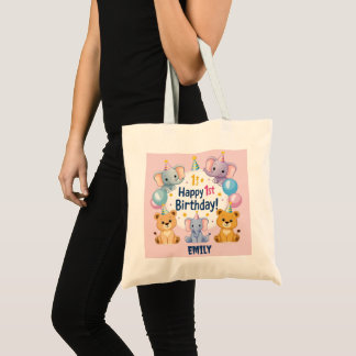 Bolsa Tote Primeiro aniversario Feliz para Animais Adoráveis