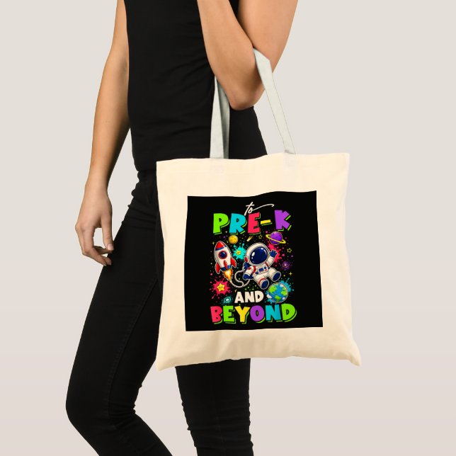 Bolsa Tote Primeiro Dia do Pré-K Astronauta Espaço Volta às A (Frente (produto))