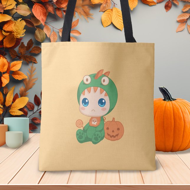 Bolsa Tote Primeiro Halloween, Dragão-Bebê-Bebê-Dragão-Dinoss (Criador carregado)