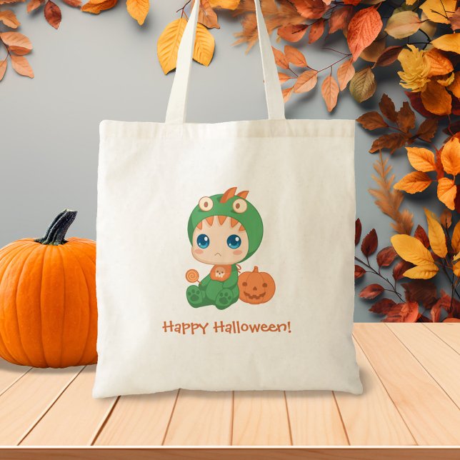Bolsa Tote Primeiro Halloween, Dragão-Bebê-Bebê-Dragão-Dinoss (Criador carregado)