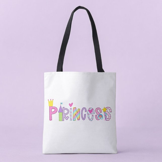 Bolsa Tote Princesa Alphabet Bright Colorful (Criador carregado)