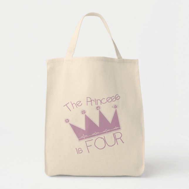 Bolsa Tote Princesa Coroa 4ª Camisetas de Aniversário (Frente)
