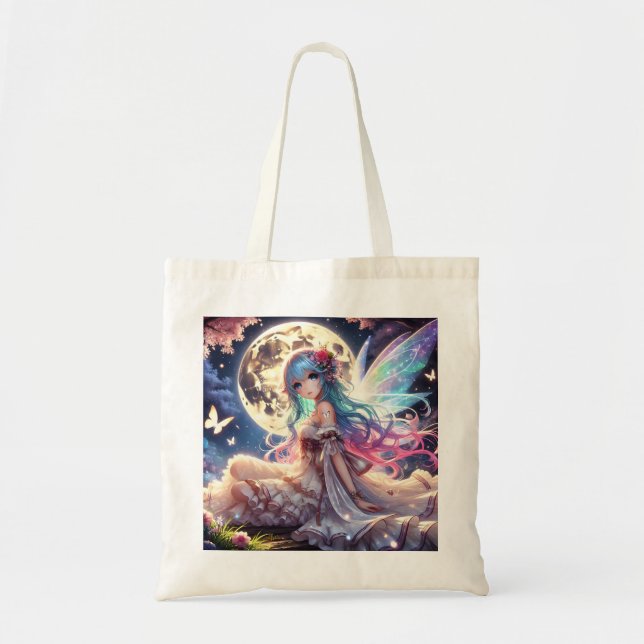 Bolsa Tote Princesa de Fada de Lua de Anime, em Jardim (Frente)