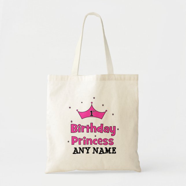 Bolsa Tote Princesa do primeiro aniversario!  com coroa (Frente)