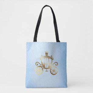Bolsa Tote Princesa Dourada e elegante Carruagem Azul Storybo