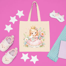Bolsa Tote Princesa e Urso Encantados - Nome Personalizável
