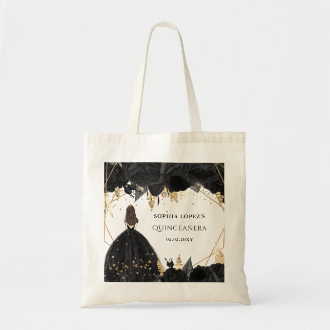 Bolsa Tote Princesa Floral Dourada Russa Quinceanera (Frente)