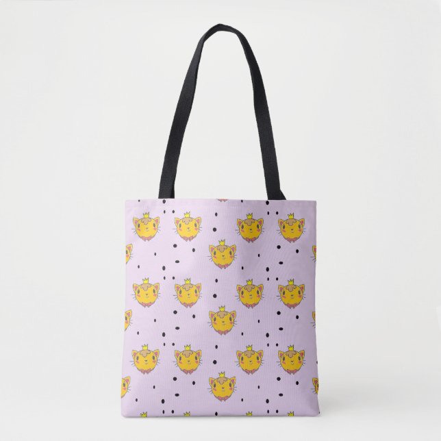 Bolsa Tote Princesa gatinha em roxo (Frente)