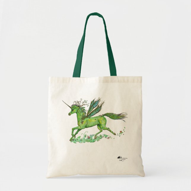 Bolsa Tote Princesa mágica planta verde do unicórnio (Frente)