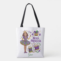Bolsa Tote Princesa Miçangas Texto Personalizado - Mardi Gras