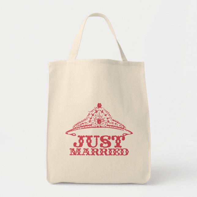 Bolsa Tote Princesa recem casados Bride Tiara Honeymoon (Frente)