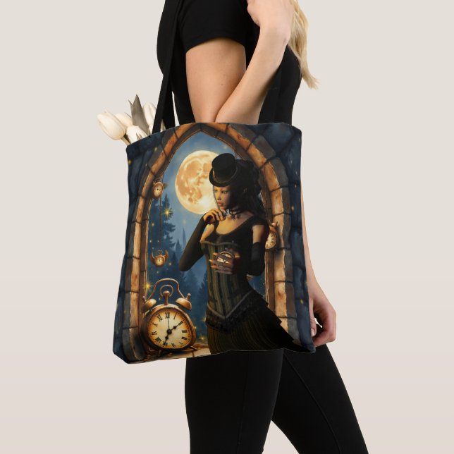 Bolsa Tote Princess of the Clocks – Keeper of Moonlit Hours.  (Close Up)