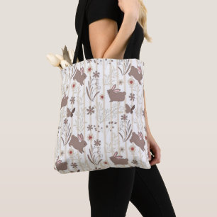 Bolsa Tote Príncipe Coelho Gentil com Elementos Botânicos