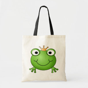 Bolsa Tote Príncipe do sapo. Sapo de sorriso com uma coroa